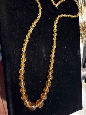 Golden Faceted Crystal Bead Necklace - Unbranded 15”